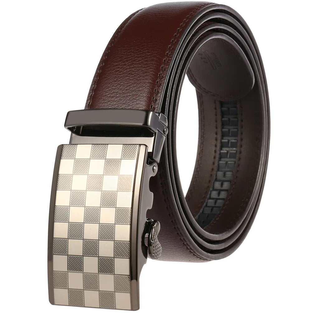 HKM-217683 Adjustable Casual Automatic Leather Belt for Men - Model LY55-7777-1