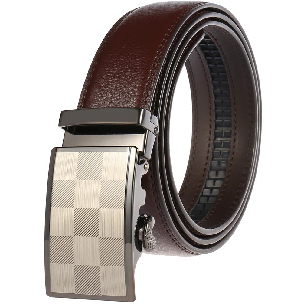 HKM-217683 Adjustable Casual Automatic Leather Belt for Men - Model LY55-7777-1