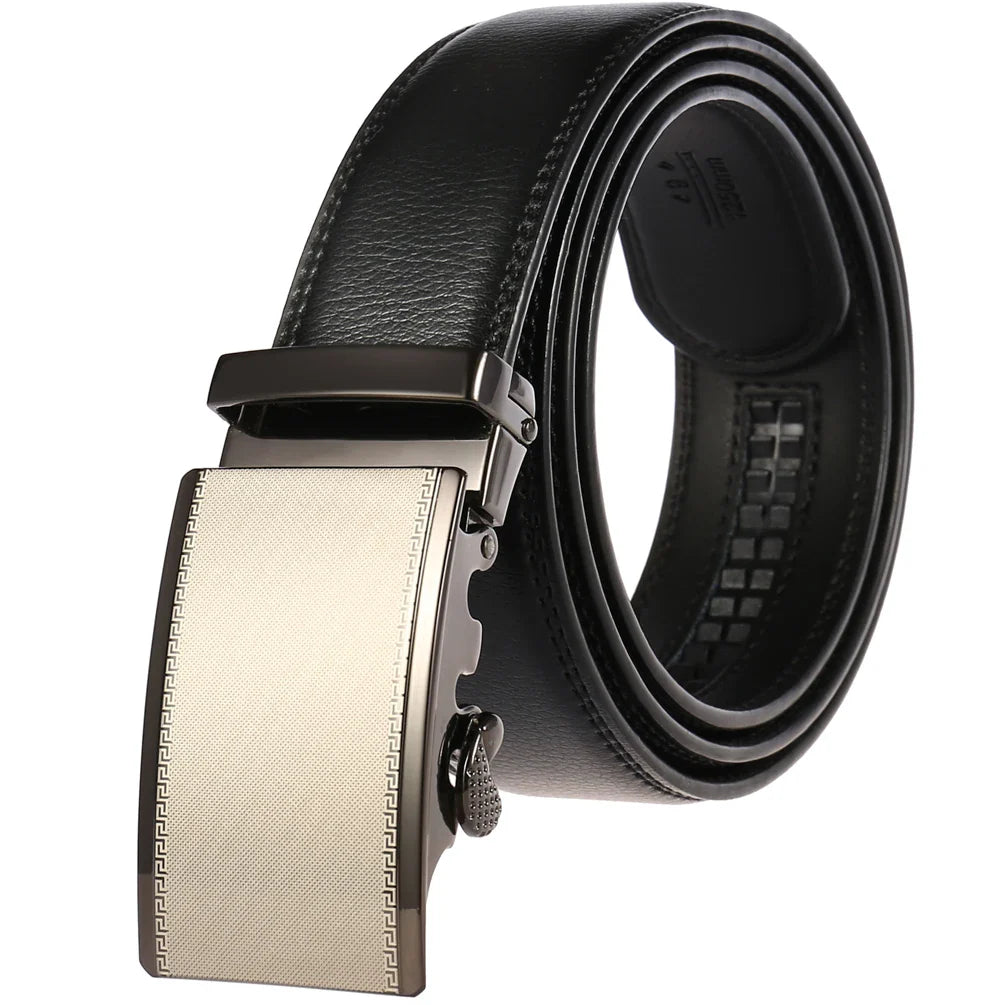 HKM-217683 Adjustable Casual Automatic Leather Belt for Men - Model LY55-7777-1