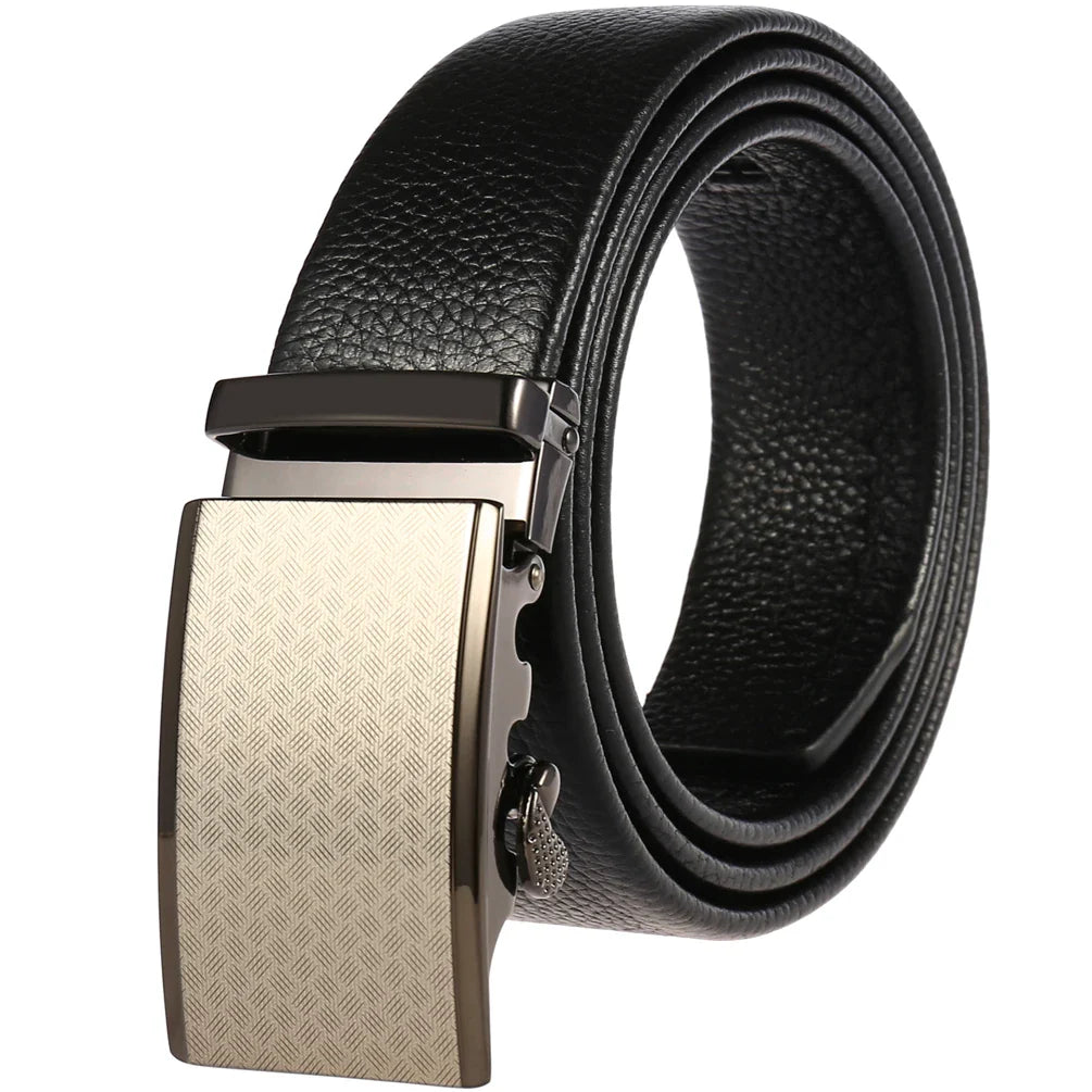 HKM-217683 Adjustable Casual Automatic Leather Belt for Men - Model LY55-7777-1