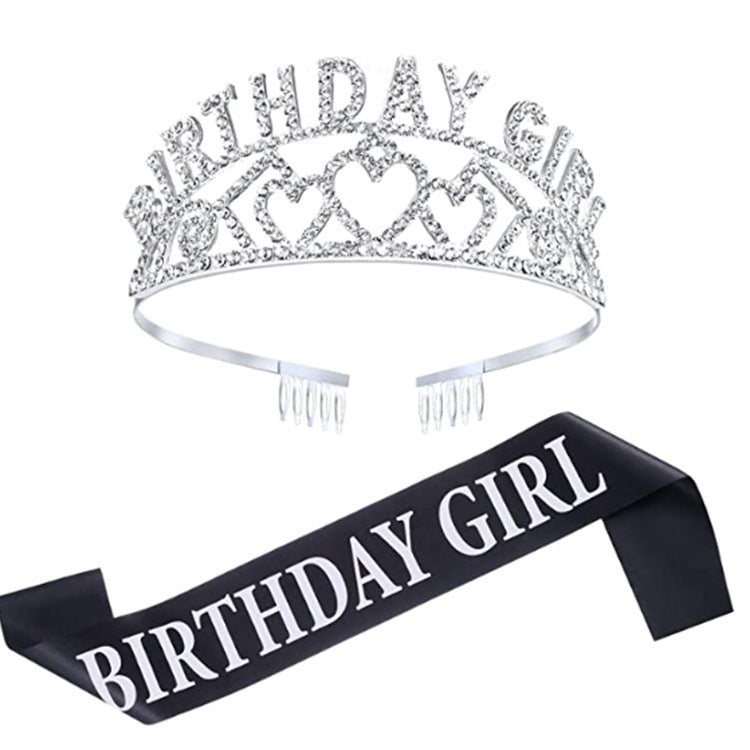 HKM-620819 Elegant Crown Tiara Headband Set for Birthday Parties and Celebrations