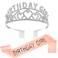 HKM-620819 Elegant Crown Tiara Headband Set for Birthday Parties and Celebrations