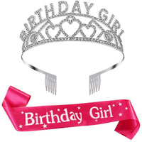 HKM-620819 Elegant Crown Tiara Headband Set for Birthday Parties and Celebrations