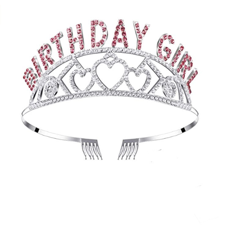 HKM-620819 Elegant Crown Tiara Headband Set for Birthday Parties and Celebrations