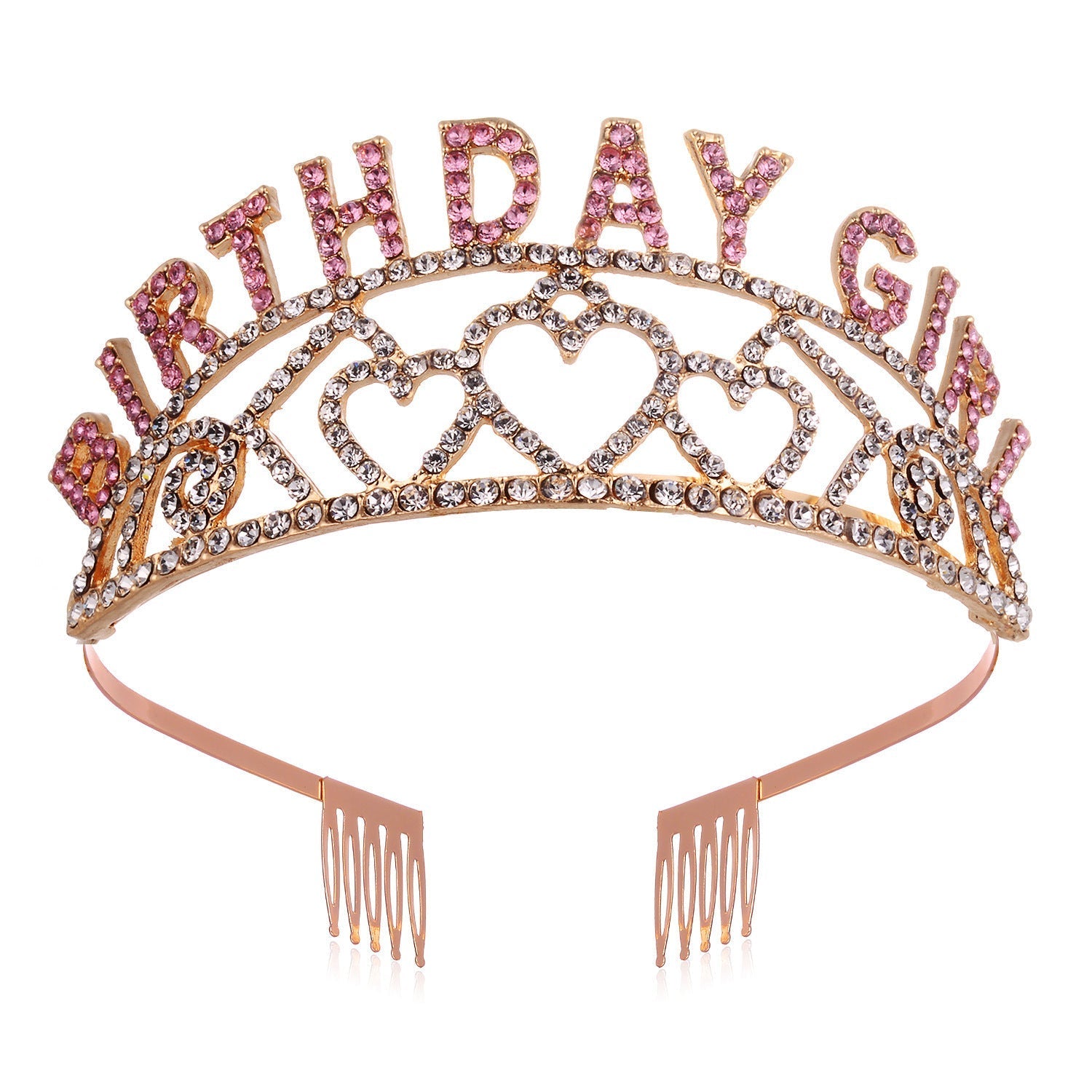 HKM-620819 Elegant Crown Tiara Headband Set for Birthday Parties and Celebrations
