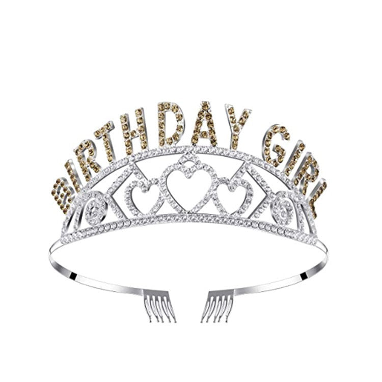 HKM-620819 Elegant Crown Tiara Headband Set for Birthday Parties and Celebrations