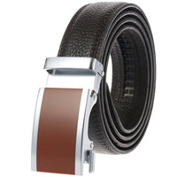 HKM-495635 Cowhide Leather Automatic Buckle Ratchet Belt for Men - Model LY33-22055-5