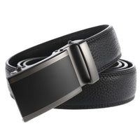 HKM-495635 Cowhide Leather Automatic Buckle Ratchet Belt for Men - Model LY33-22055-5