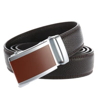 HKM-495635 Cowhide Leather Automatic Buckle Ratchet Belt for Men - Model LY33-22055-5