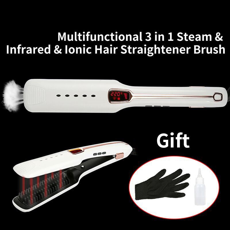 HKM-582291 Multifunctional Negative Ion Infrared Steam Hair Straightening Comb with Self-Locking Feature and Temperature Control