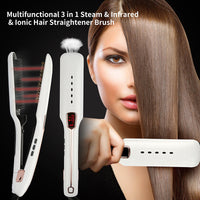 HKM-582291 Multifunctional Negative Ion Infrared Steam Hair Straightening Comb with Self-Locking Feature and Temperature Control