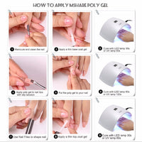 HKM-203795 Poly Gel Nail Kit - UV Builder Gel for Enhancement and Extension with Slip Solution - French Style Varnish Set