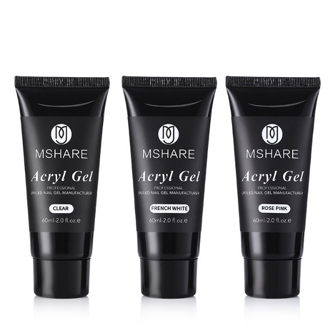 HKM-203795 Poly Gel Nail Kit - UV Builder Gel for Enhancement and Extension with Slip Solution - French Style Varnish Set