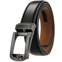 HKM-642515 Men's Genuine Leather Automatic Buckle Ratchet Belt - Custom Logo Option Available