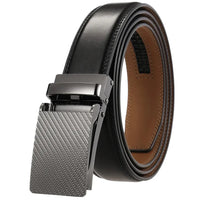 HKM-642515 Men's Genuine Leather Automatic Buckle Ratchet Belt - Custom Logo Option Available