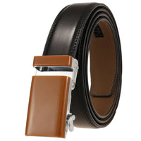 HKM-642515 Men's Genuine Leather Automatic Buckle Ratchet Belt - Custom Logo Option Available