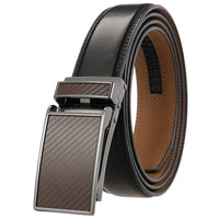 HKM-642515 Men's Genuine Leather Automatic Buckle Ratchet Belt - Custom Logo Option Available
