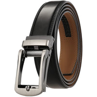 HKM-642515 Men's Genuine Leather Automatic Buckle Ratchet Belt - Custom Logo Option Available
