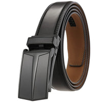 HKM-642515 Men's Genuine Leather Automatic Buckle Ratchet Belt - Custom Logo Option Available