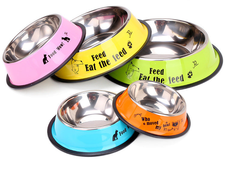 HKM-961427 Non-Slip Stainless Steel Dog Bowl in Multiple Colors for All Breeds