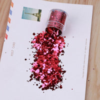 HKM-464787 Hexagonal Glitter Sequin Set - 12 Colors for Body, Face & Nail Art, 10ml Each