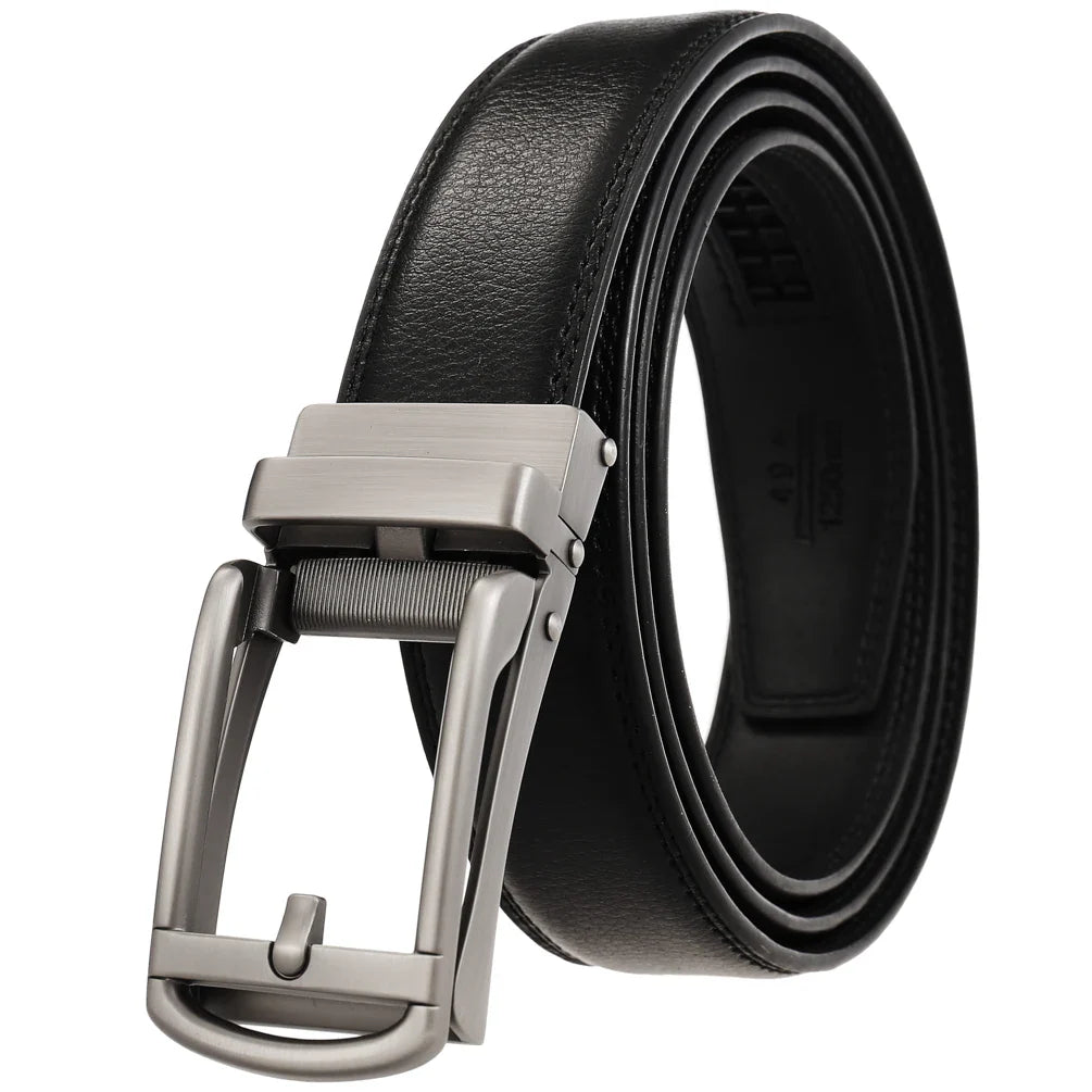 HKM-756627 Reverse Pull Buckle Leather Casual Belt - Model LY33-23428-1