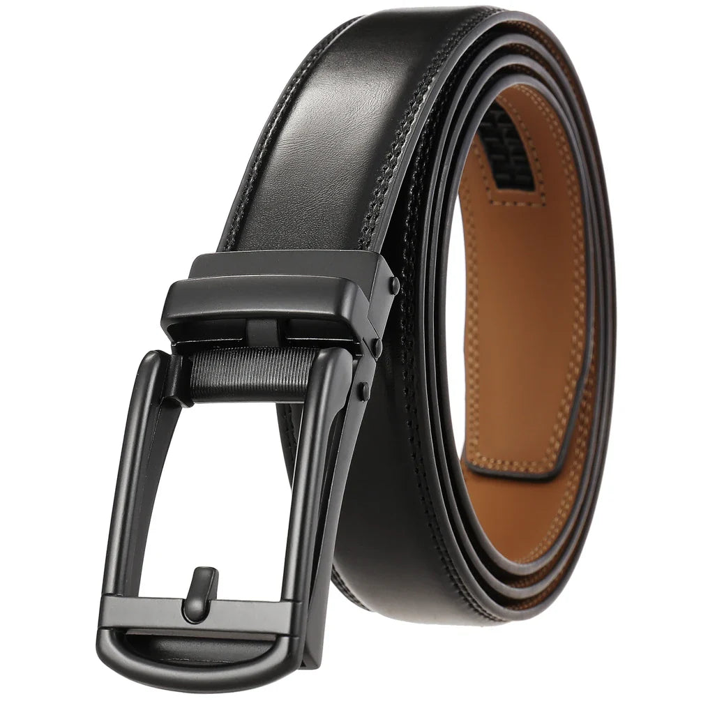 HKM-756627 Reverse Pull Buckle Leather Casual Belt - Model LY33-23428-1