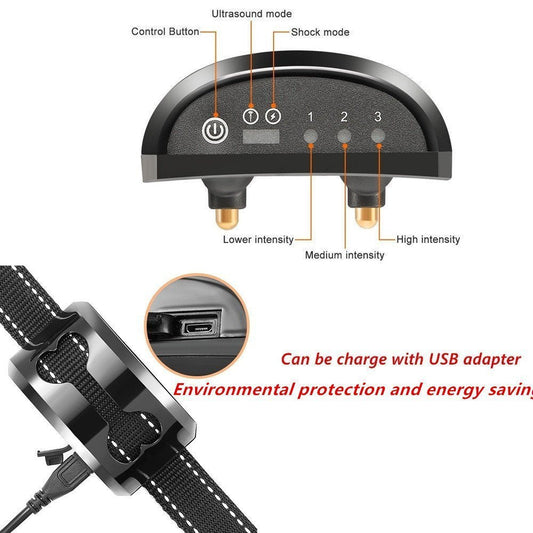 HKM-295251 Ultrasonic Adjustable Dog Bark Control Collar with USB Rechargeable Battery