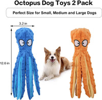 HKM-080339 Durable Octopus Dog Squeaky Toy for Teething and Interactive Play - No Stuffing, Crinkle Plush Design for Small to Large Dogs
