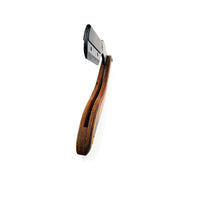 HKM-283411 Manual Folding Shaver with Wooden Handle and Conventional Blade for Precise Eyebrow and Hair Trimming