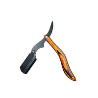 HKM-283411 Manual Folding Shaver with Wooden Handle and Conventional Blade for Precise Eyebrow and Hair Trimming