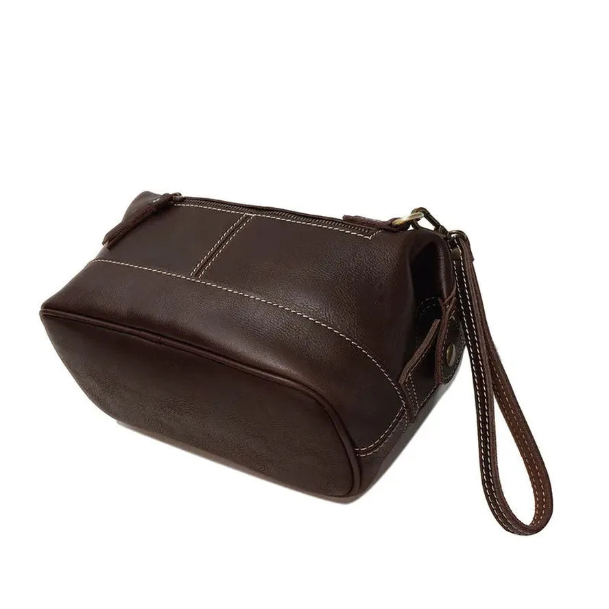 KTX-414483 Vintage Men's Leather Cosmetic Pouch for Grooming Essentials