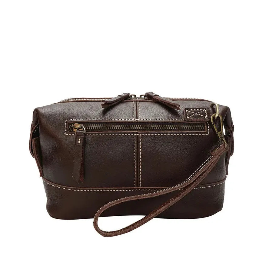 KTX-414483 Vintage Men's Leather Cosmetic Pouch for Grooming Essentials