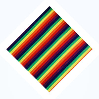 HKM-734739 Rainbow Striped Polyester Cotton Square Towel and Hair Ring Set for Outdoor Use, 54x54CM