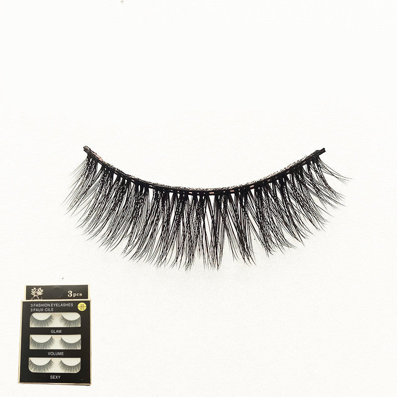 HKM-124499 3 Pairs of 3D Chemical Fiber Fake Eyelashes for Stunning Lashes