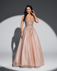 HKM-136019 Elegant Pink Evening Dress for Women - Style EZ25061