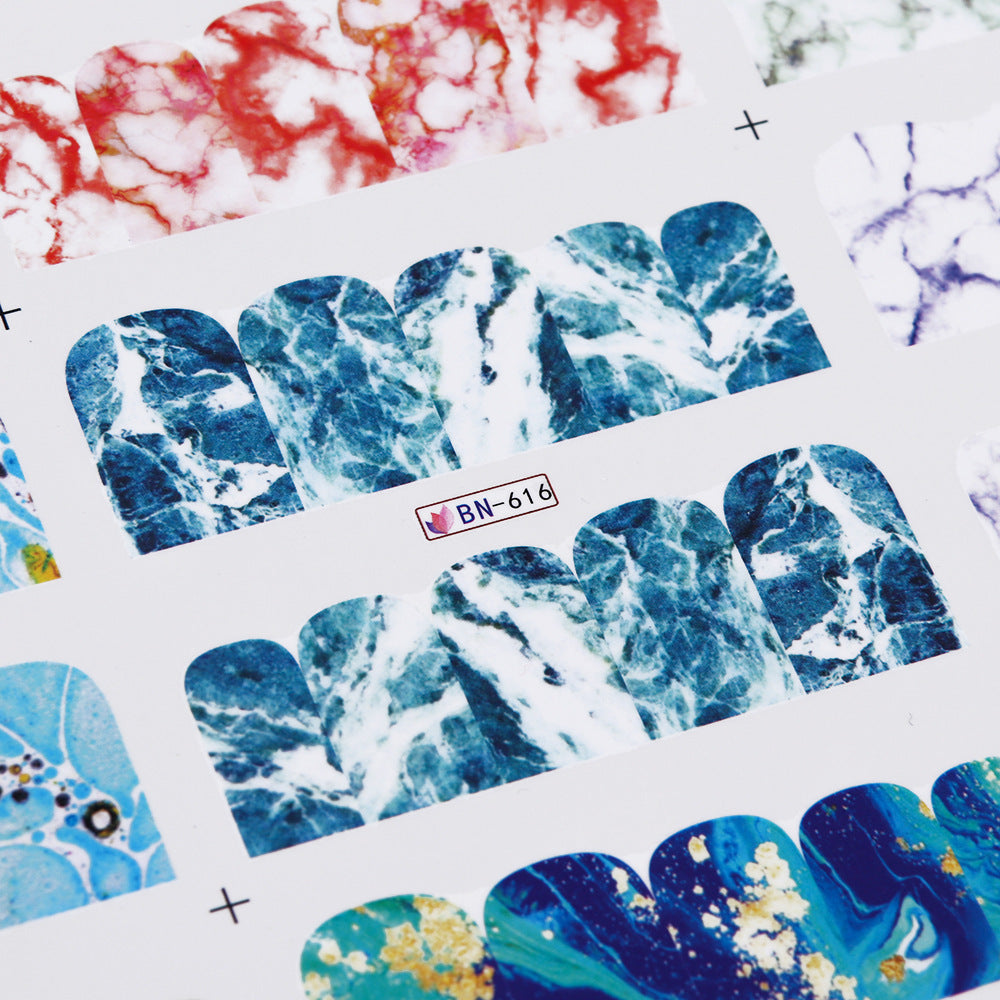 HKM-461331 French Art Marbling Nail Enhancement Watermark Stickers - Black and White Texture for Watercolor Nail Art