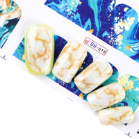 HKM-461331 French Art Marbling Nail Enhancement Watermark Stickers - Black and White Texture for Watercolor Nail Art