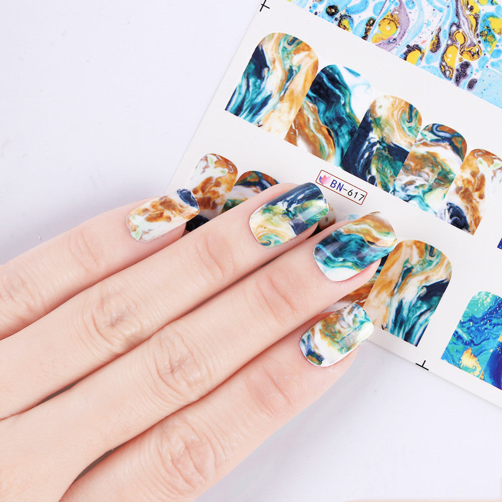 HKM-461331 French Art Marbling Nail Enhancement Watermark Stickers - Black and White Texture for Watercolor Nail Art