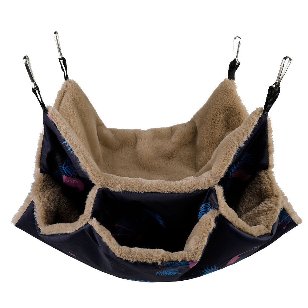 HKM-466771 Cozy Hanging Bed & Tunnel for Small Animals - Ideal for Guinea Pigs, Rats, Squirrels, and Ferrets - 34x34cm Pet Cage Hammock