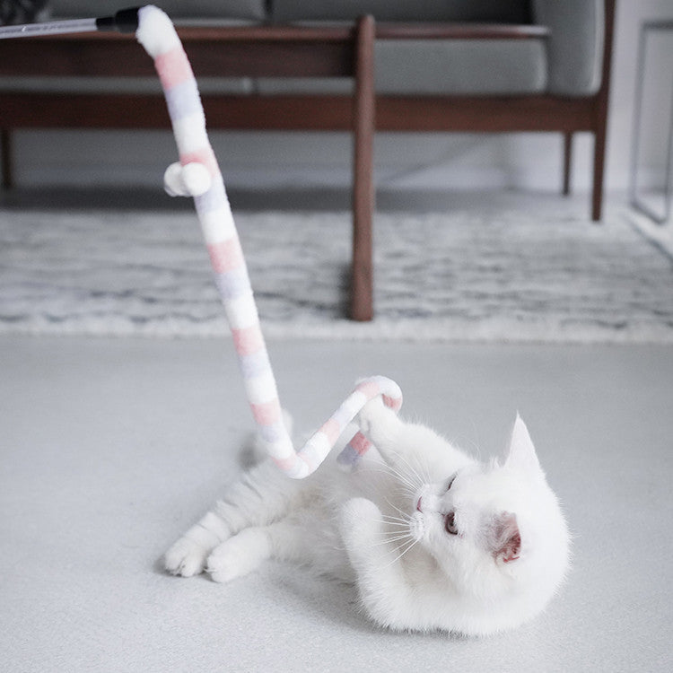 HKM-814739 Interactive Feather Cat Dangler Toy - Bite Resistant Stick for Engaging Playtime