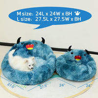 HKM-789523 Cozy Self-Warming Round Faux Fur Donut Pet Bed for Cats and Dogs
