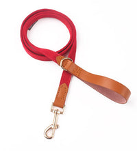 HKM-341843 Canvas Dog Collar with Hand-Holding Rope and Leather Stitching in Various Colors