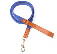 HKM-341843 Canvas Dog Collar with Hand-Holding Rope and Leather Stitching in Various Colors