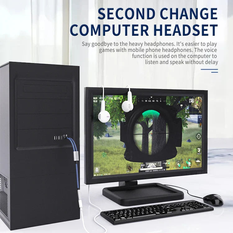 KTX-768019 3.5mm Y Splitter Adapter - 2 Male to 1 Female Audio Cable for Earphones and Microphones on Computer and Laptop