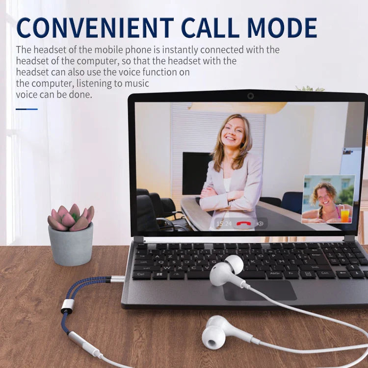 KTX-768019 3.5mm Y Splitter Adapter - 2 Male to 1 Female Audio Cable for Earphones and Microphones on Computer and Laptop