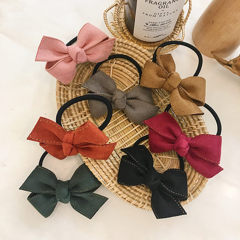 HKM-397203 Korean Style Handmade Suede Bow Hair Rope in Various Colors