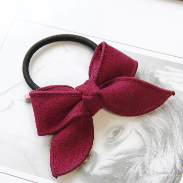 HKM-397203 Korean Style Handmade Suede Bow Hair Rope in Various Colors
