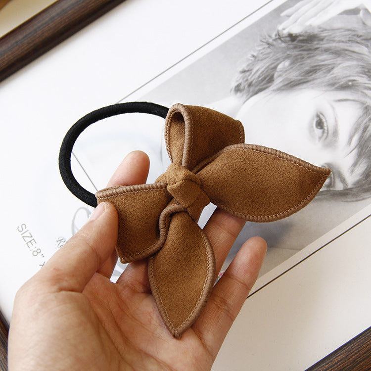 HKM-397203 Korean Style Handmade Suede Bow Hair Rope in Various Colors