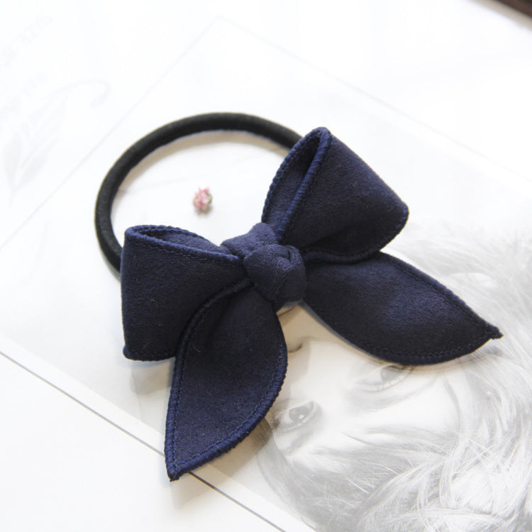 HKM-397203 Korean Style Handmade Suede Bow Hair Rope in Various Colors